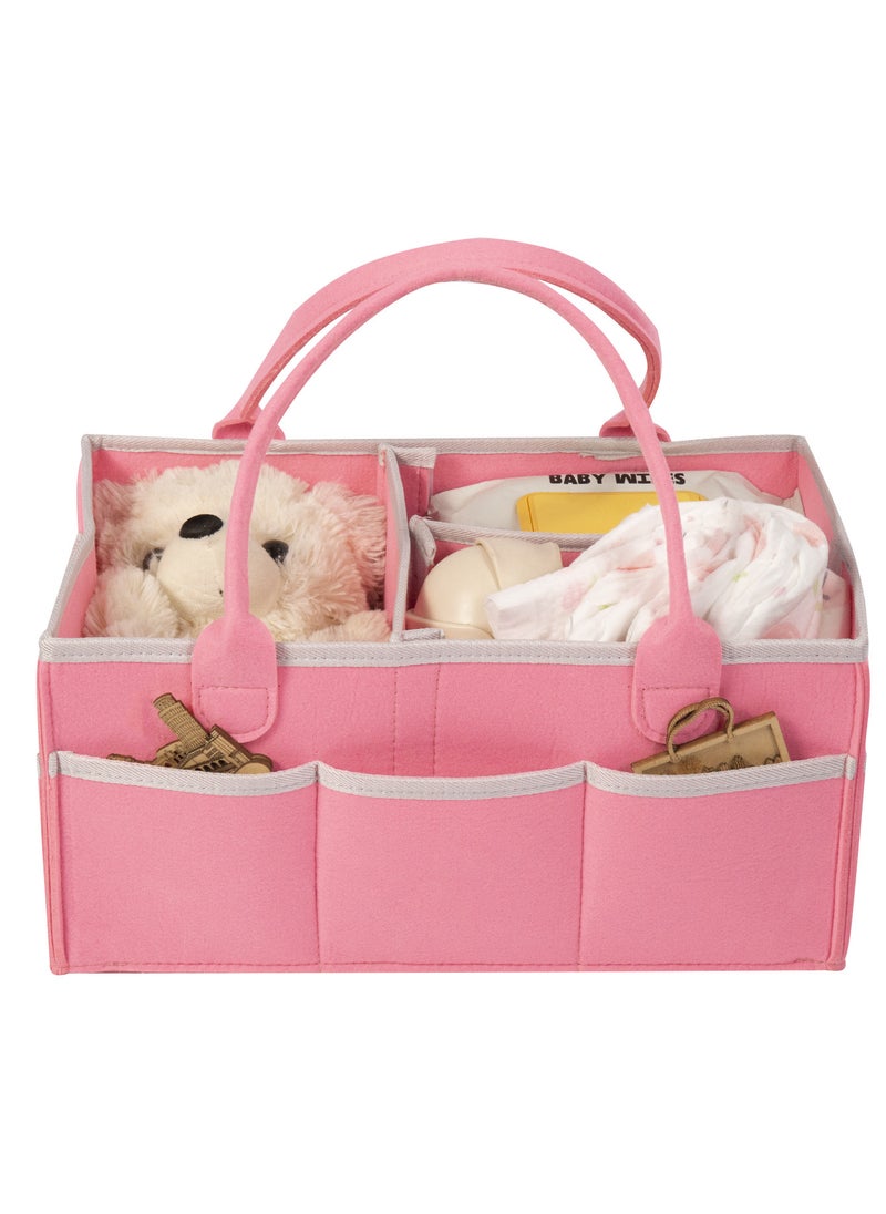 Generic Large Capacity Foldable Wool Felt Travel Bag Mommy Bag Maternity Business Trip Picnic Handbag Storage Pink edging (thickened) 