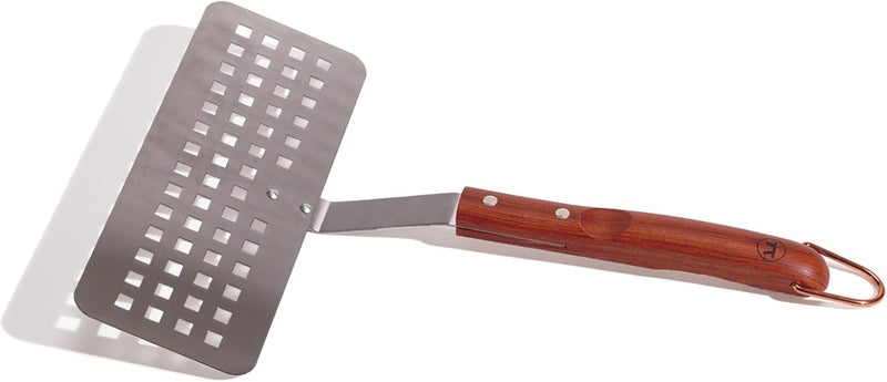 Outset Rosewood Collection Slotted Fish Spatula, Stainless Steel, 1.5 x 10 x 15 inches - Image 1