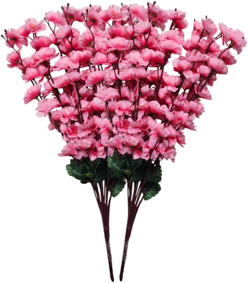 Sheux Artificial Flower Bunch or Cherry Blossom (Pink) Realistic Silk Flowers for Home Decor, Wedding, and Office Arrangements, Artificial Plant for Decoration(2 Piece) - Image 1