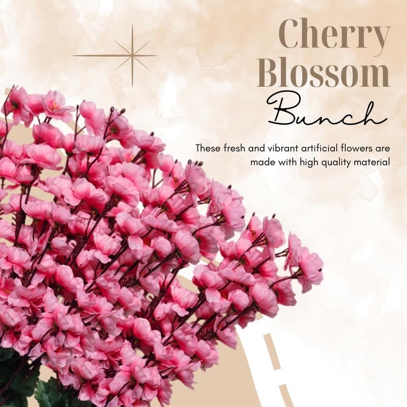 Sheux Artificial Flower Bunch or Cherry Blossom (Pink) Realistic Silk Flowers for Home Decor, Wedding, and Office Arrangements, Artificial Plant for Decoration(2 Piece) - Image 2