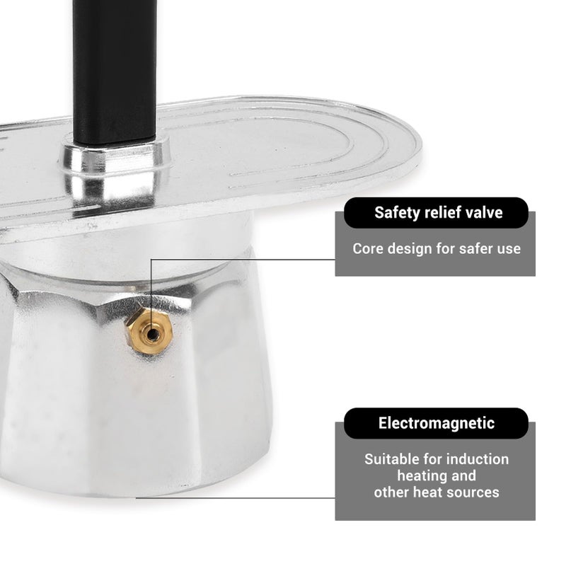 Focket 2 Cup Stovetop Espresso Maker, 100ml Double Head Coffee Pot Classic Italian Coffee Maker Espresso Maker Stovetop, DIY Conduit Coffee Pot for Home Cafe (Decagon Base) - Image 3