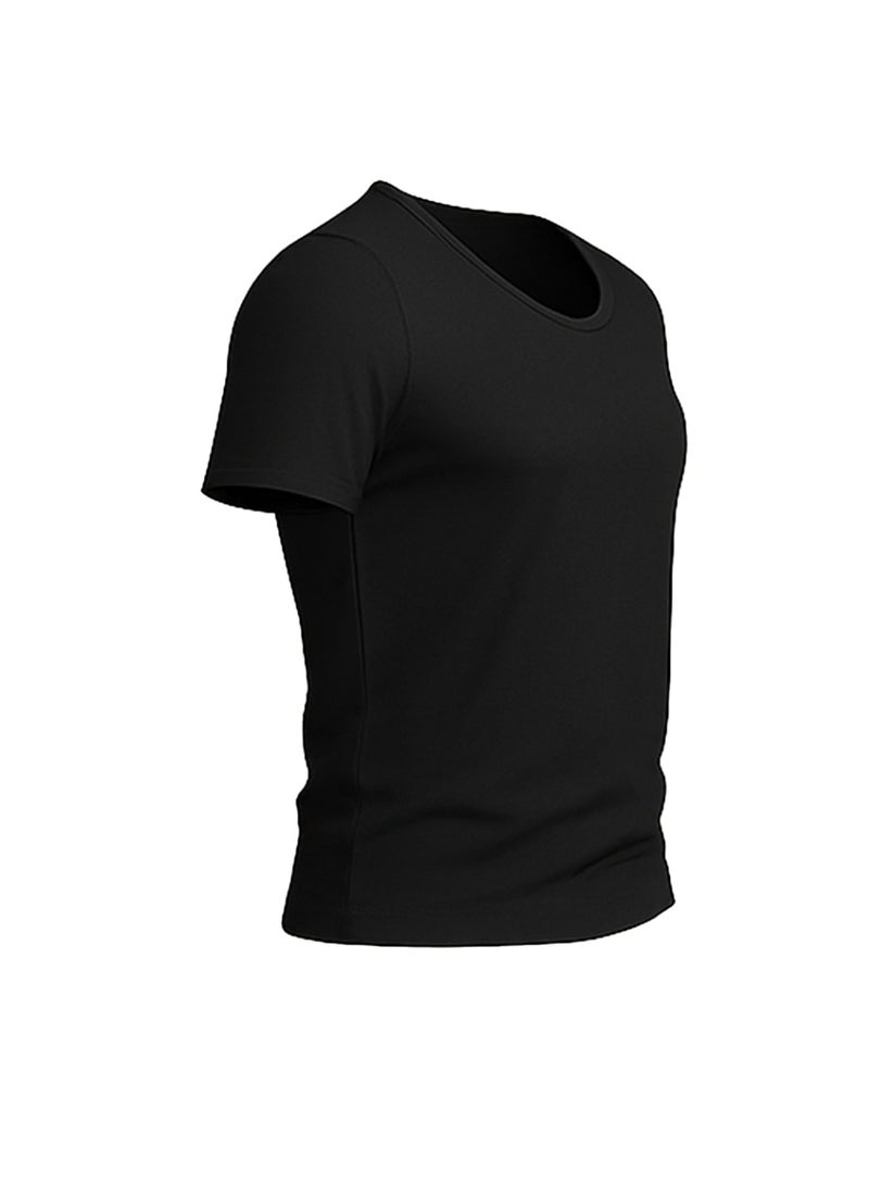 Tango Tango Under-Shirt 100% Cotton Wide Neckline (Black) - Image 4