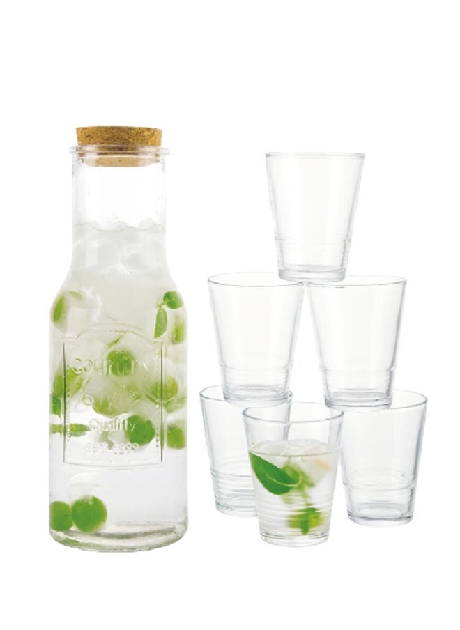 Bien Servi - 7-Piece Elegant Design High Quality Glass Beverage Set Clear 33706 - Image 1
