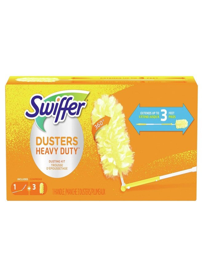 Swiffer 360 Dusters Extender Kit, 3 Unscented Dusters With Extendable handle (Packaging May Vary) 4 Piece Set - Image 1