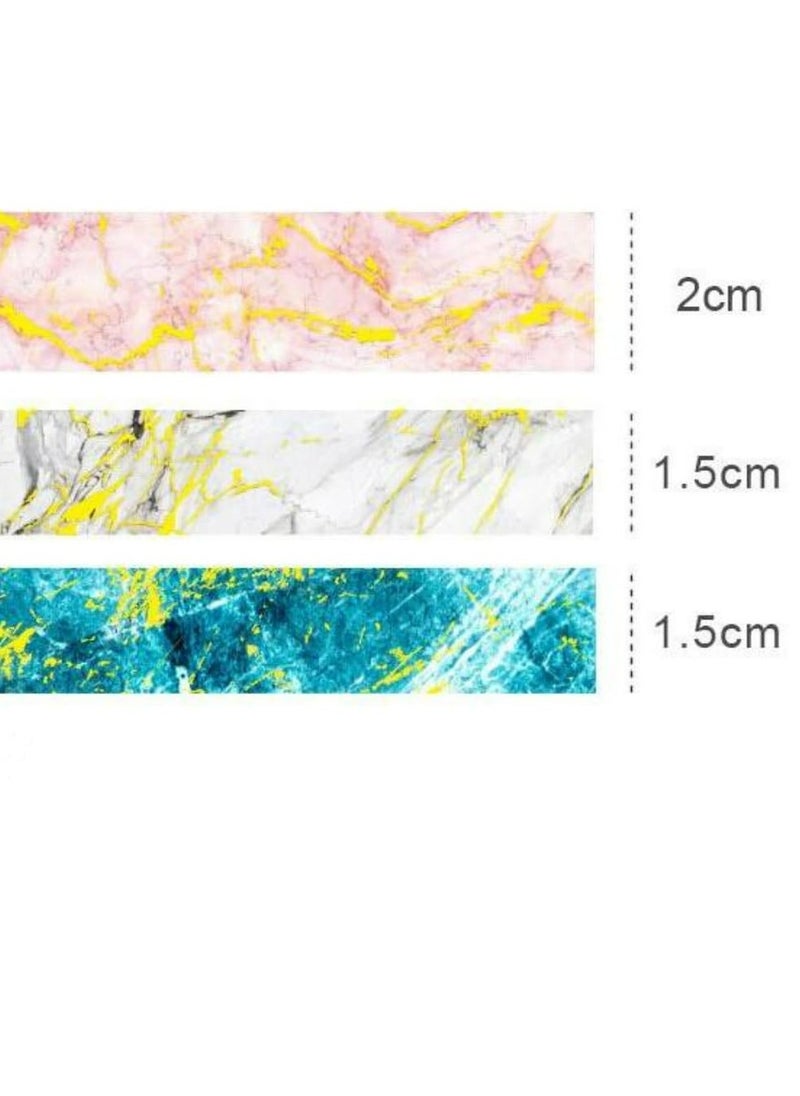 Oasisgalore - 3 Rolls Multicolor Marble Grain Gold Veins Washi Tape for Arts, DIY Crafts, Journal Supplies,Card/Gift Wrapping - Image 1