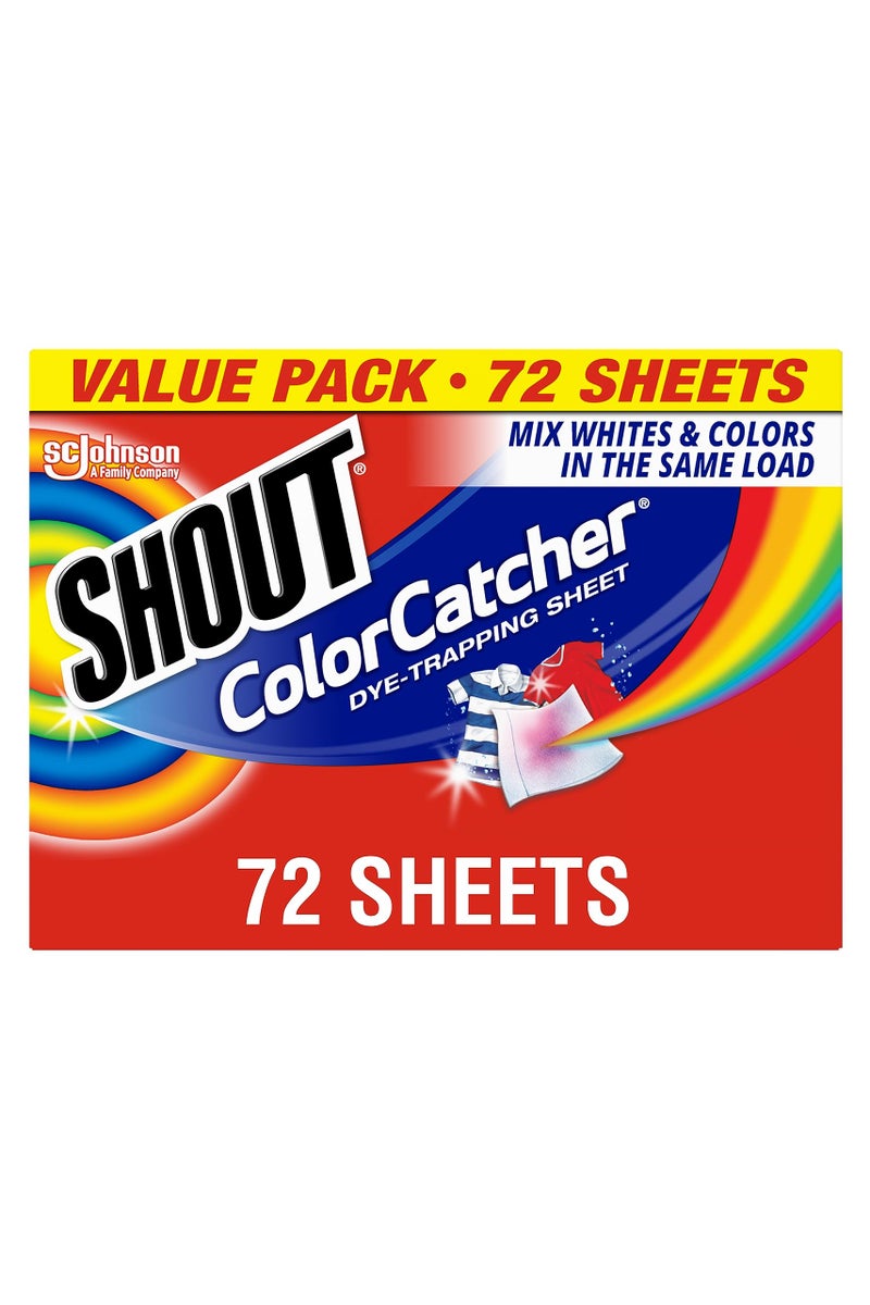 Shout Shout Color Catchers for Laundry, Allow Mixed Washes, Prevents Color Runs and Maintains Original Clothing, 72 Count - Image 1