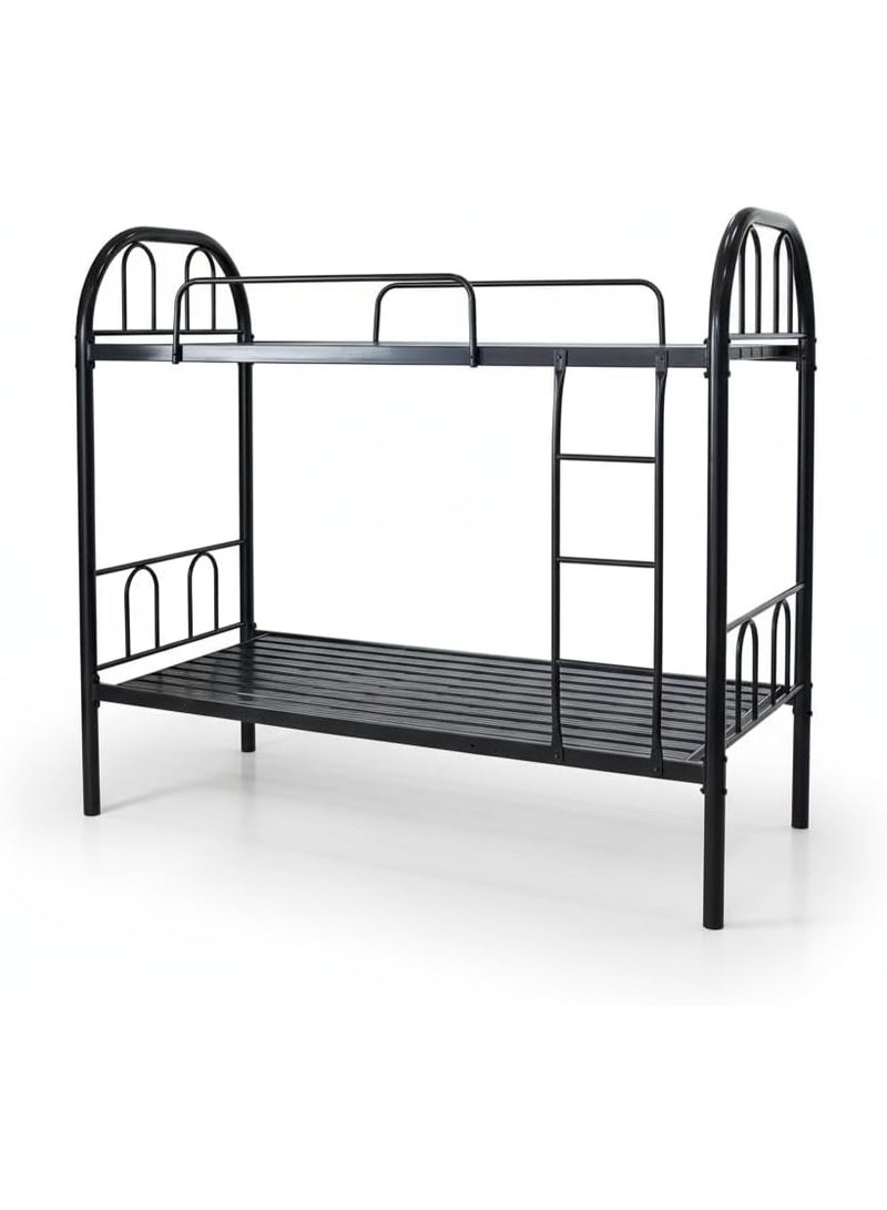 Pioneer Heavy Duty Metal Bunk Bed – Twin Over Twin Steel Frame with Guardrails & Ladder – Black Finish - Image 1