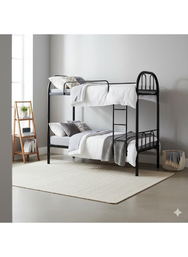 Pioneer Heavy Duty Metal Bunk Bed – Twin Over Twin Steel Frame with Guardrails & Ladder – Black Finish - Image 2