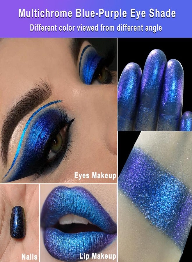Afflano Multichrome Vibrant Blue Eyeshadow Palette, 4-Color Highly Pigmented Long-Lasting Blue Eyeshadow Makeup, Blendable Duochrome Shimmer Matte Shades for Natural & Smoky Eye Looks Travel-Size - Image 4