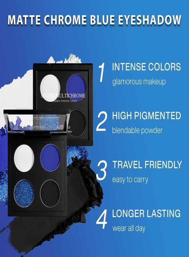 Afflano Multichrome Vibrant Blue Eyeshadow Palette, 4-Color Highly Pigmented Long-Lasting Blue Eyeshadow Makeup, Blendable Duochrome Shimmer Matte Shades for Natural & Smoky Eye Looks Travel-Size - Image 5