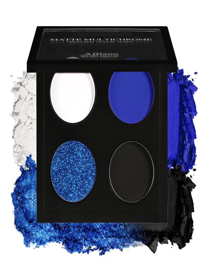 Afflano Multichrome Vibrant Blue Eyeshadow Palette, 4-Color Highly Pigmented Long-Lasting Blue Eyeshadow Makeup, Blendable Duochrome Shimmer Matte Shades for Natural & Smoky Eye Looks Travel-Size - Image 1
