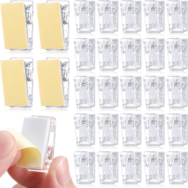 30 Pieces SelfAdhesive Clips Wall Tapestry Clips Sticky Plastic Photo Small Hanging Spring for Poster Photo Wall Teacher Student Home ApplicationsClear