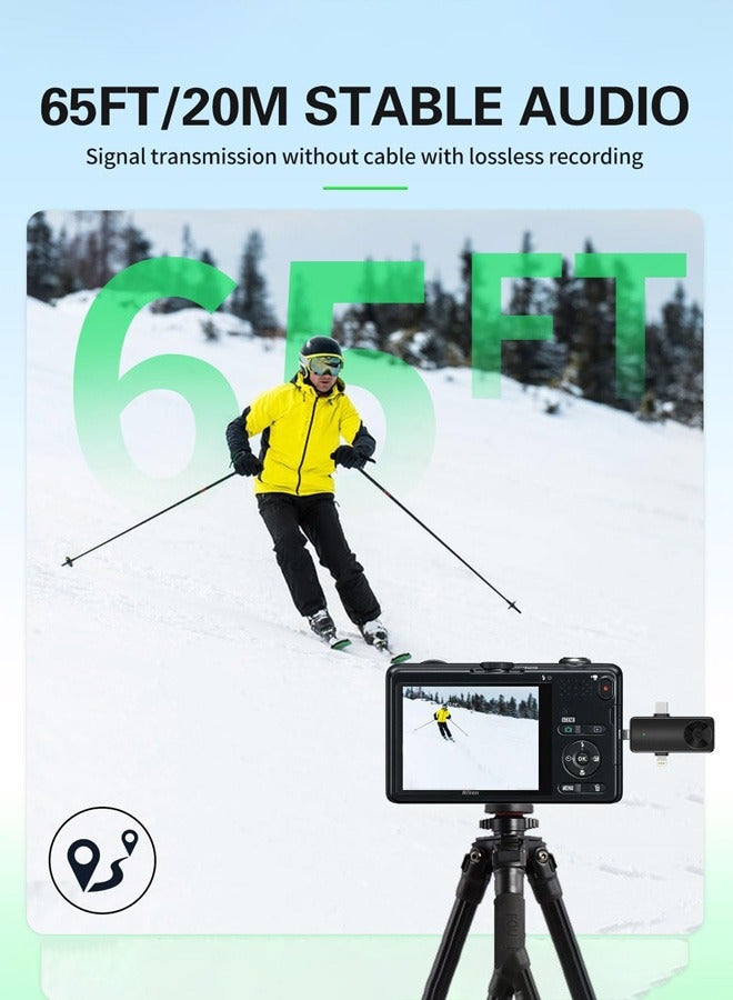 Mini Microphone for iPhone Android Camera iPad USB-C, 4 in 1 Professional Wireless Lavalier Lapel Microphone for Recording, Live Stream, YouTube, Facebook, TikTok, Vlog (2 Pcs) - Image 3