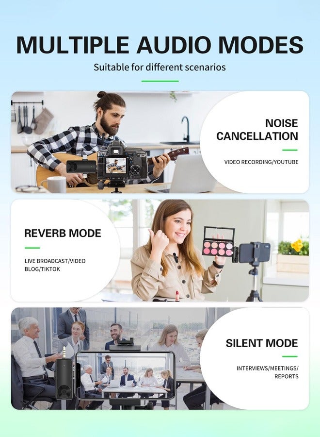 Mini Microphone for iPhone Android Camera iPad USB-C, 4 in 1 Professional Wireless Lavalier Lapel Microphone for Recording, Live Stream, YouTube, Facebook, TikTok, Vlog (2 Pcs) - Image 5