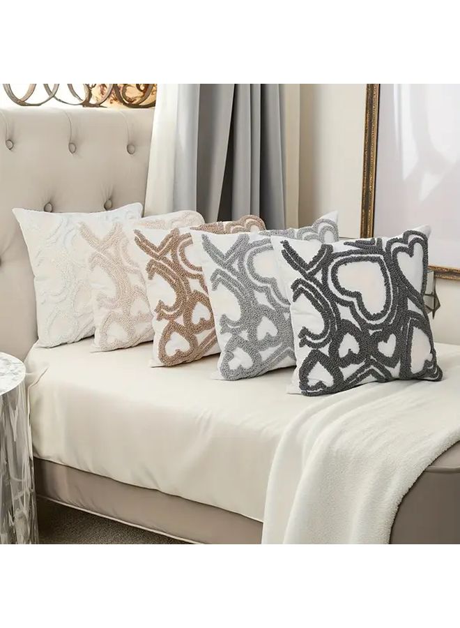 Gray Heart Embroidery Pillow Cover Tufted Boho Cushion Case For Sofa Bedroom Decor - Image 5