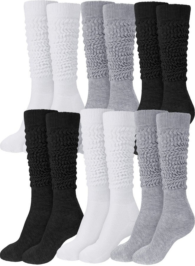 Haysandy 6 Pairs Slouchy Socks for Women Slouch High Boot Thick Stack Cotton Long Scrunch Socks for Women - Image 1