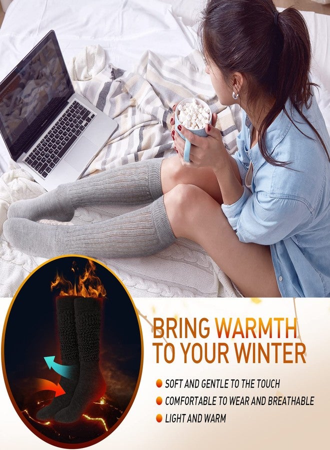 Haysandy 6 Pairs Slouchy Socks for Women Slouch High Boot Thick Stack Cotton Long Scrunch Socks for Women - Image 4