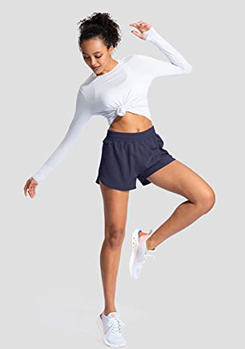 Soothfeel Womens Running Shorts with Zipper Pockets High Waisted Athletic Gym Workout Shorts for Women with Liner - Image 5