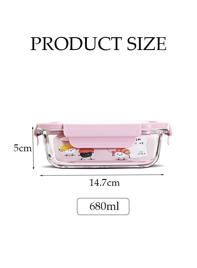 DUNISO Glass Lunch Boxes - 680ml [Set of 2], Leak proof Food Container for Kids & Adults,Insulated Bag Tableware Included, Dishwasher, Freezer & Microwave Safe  (Rock Pink) - Image 2