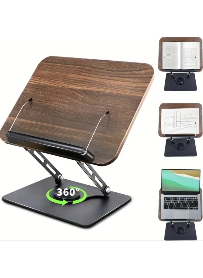 حامل كتب قوي قابل للتعديل – منظم مكتب قابل للطي بدوران ‎360‎ درجة، حامل قراءة خشبي للكتب والأجهزة اللوحية وKindle وأجهزة الكمبيوتر المحمولة – متين ومحمول ومثالي للمنزل أو المكتب أو المطبخ - Image 3