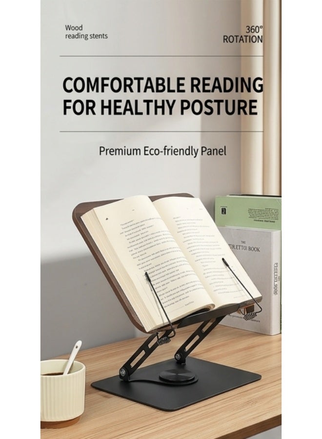 حامل كتب قوي قابل للتعديل – منظم مكتب قابل للطي بدوران ‎360‎ درجة، حامل قراءة خشبي للكتب والأجهزة اللوحية وKindle وأجهزة الكمبيوتر المحمولة – متين ومحمول ومثالي للمنزل أو المكتب أو المطبخ - Image 3