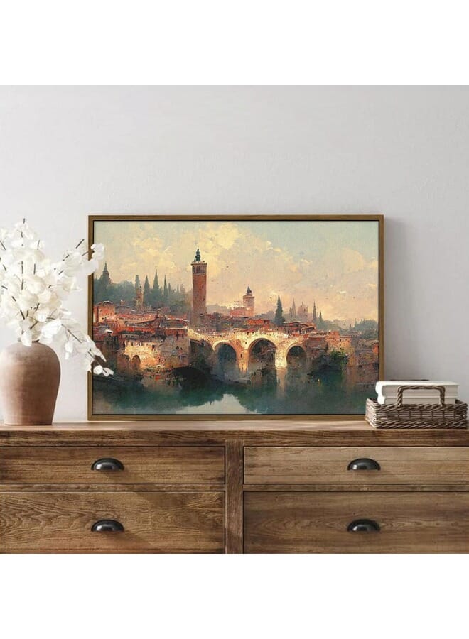 هوم جاليري لوحة فنية جدارية مؤطرة لمنظر طبيعي لمدينة فيرونا . - Image 4
