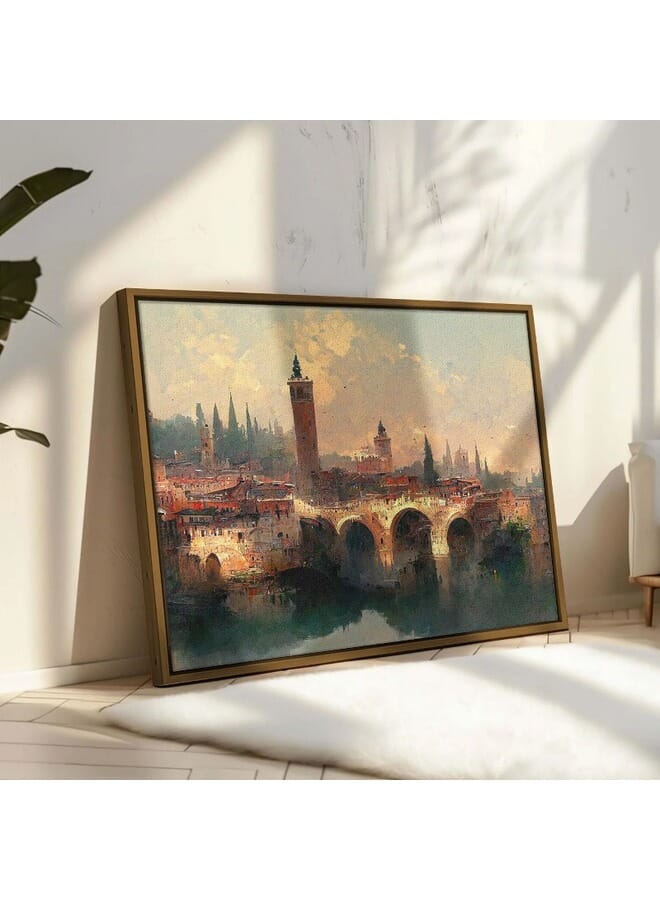 هوم جاليري لوحة فنية جدارية مؤطرة لمنظر طبيعي لمدينة فيرونا . - Image 1