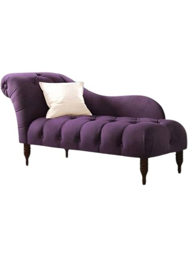 Zayn comforts Elegant Velvet Tufted Chaise Lounge  Traditional Deewan for Luxurious Living Spaces (Purple) - Image 1