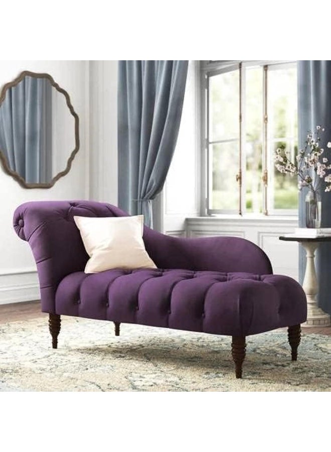 Zayn comforts Elegant Velvet Tufted Chaise Lounge  Traditional Deewan for Luxurious Living Spaces (Purple) - Image 4