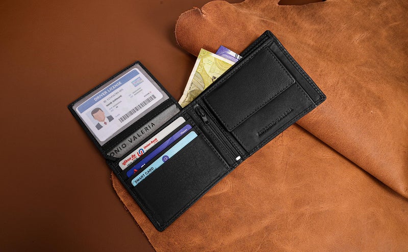 ANTONIO VALERIA Zen Black Leather Wallet for Men - Image 4