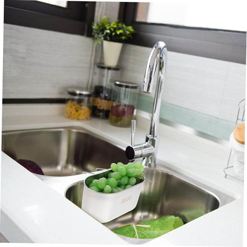 Luxshiny Household Stainless Steel Fruit Drain Basket Leftover Draining Sink Strainer Vegetable Washing Basket for Kitchen Prevents Clogs Easy to Hang Design - Image 5