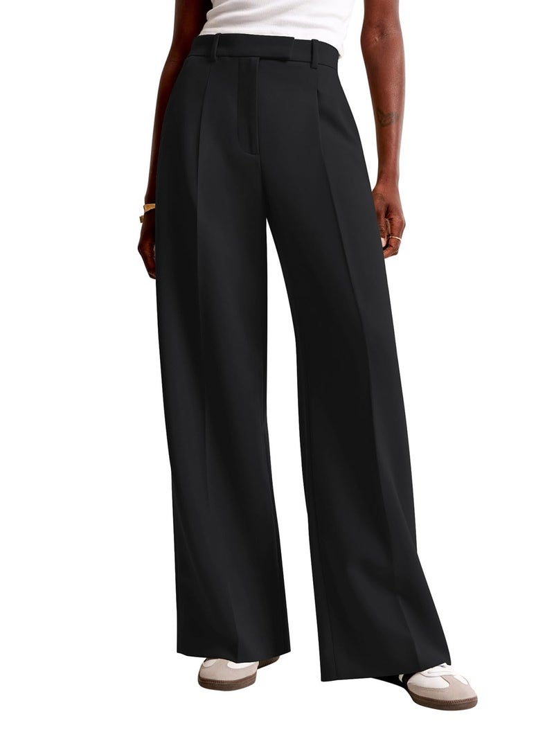 NIMIN Women Wide Leg Pants High Waisted Dressy Work Office Trousers Business Casual Palazzo Pants 2026 Fashion Outfits with Pockets Black - Image 1