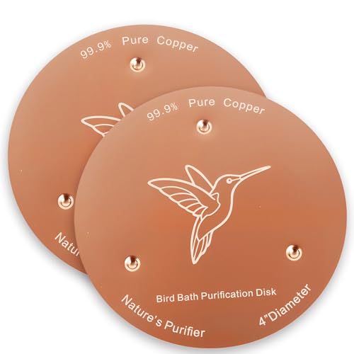 Bessny 2 Pack Bird Bath Copper Discs, 99.9% Pure Copper Cleaner with Triple-Point Support, Reinforced Design for Safe Clean Water, Universal Fit for Outdoor Birdbaths and Bowls, All-Season Use - Image 1
