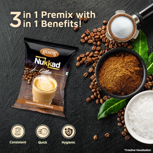 ATLANTIS 3 In 1 Nukkad Instant Coffee Premix Dry Powder 1 Kg For Vending Machine, Bag - Image 4