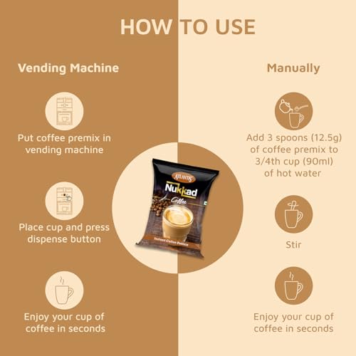 ATLANTIS 3 In 1 Nukkad Instant Coffee Premix Dry Powder 1 Kg For Vending Machine, Bag - Image 5