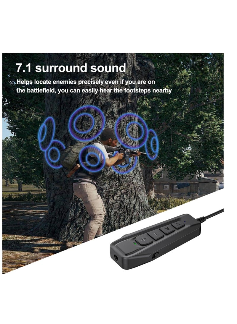 Excefore - Aux to USB External Sound Card, Simultaneous Phone Discord Chat & Gaming Sound in Wired Headphone, USB to 3.5mm Jack Audio Adapter, with 7.1 Surround Stereo Sound, for PC/PS4-4/Nintendo Switch - Image 1