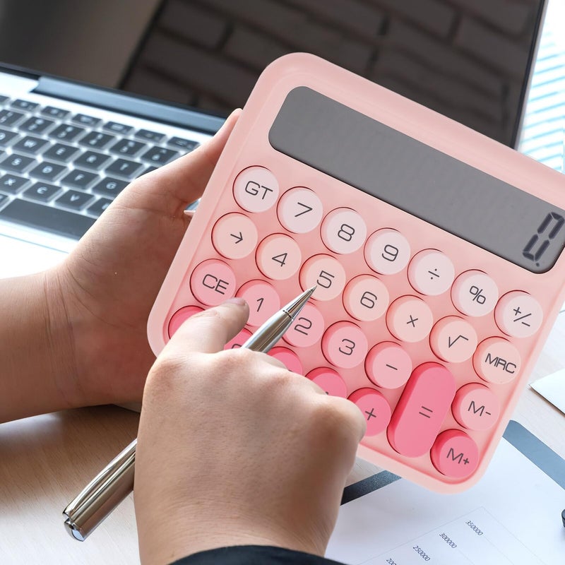 Pink Gradient Multi Function Office Calculator Lightweight Portable Desk Tool for Students and Adults - Image 4