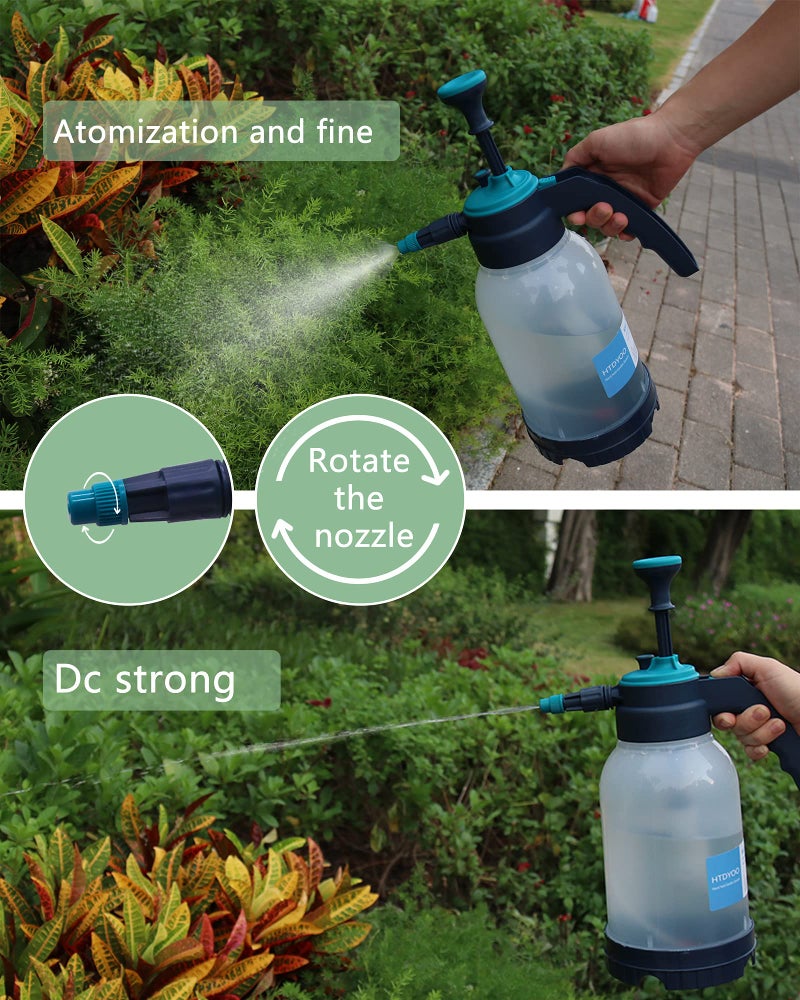 HTDYOO 0.5 Gallon Garden Pump Sprayer, Hand Held Garden Sprayer, Water Spray Unit with Adjustable Nozzle and Extra Extended Spray - Image 2