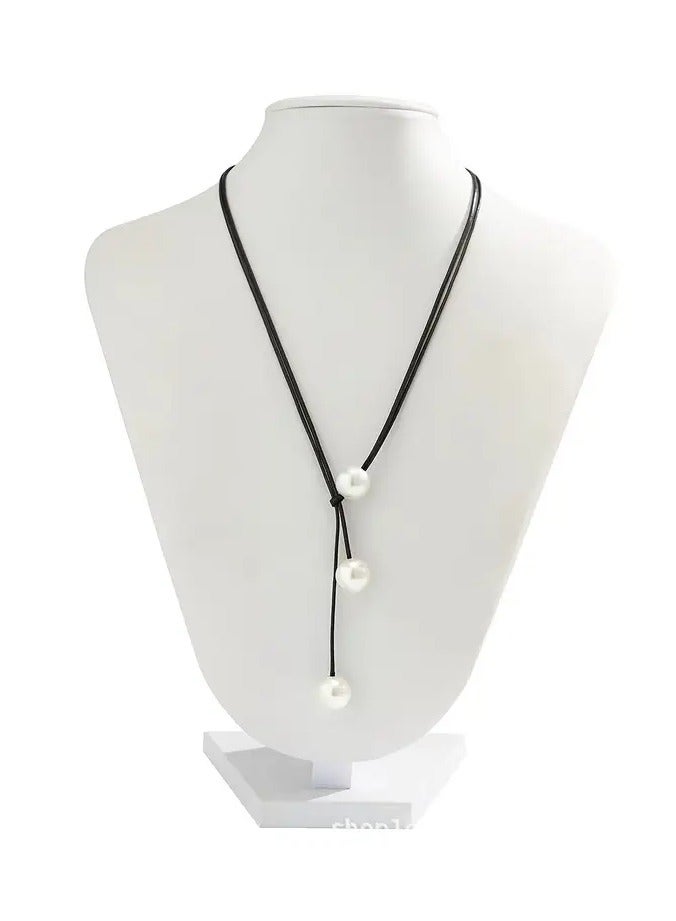 جلوسكي أنيقة بوهو أنيقة الحبل الأسود اللؤلؤ قلادة للنساء-نمط خمر/بوهيميا، ألياف البوليستر، مثالية للمهرجانات والارتداء اليومي، قلادة أنيقة - Image 5