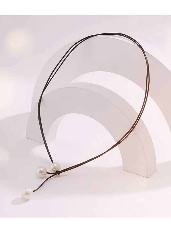 جلوسكي أنيقة بوهو أنيقة الحبل الأسود اللؤلؤ قلادة للنساء-نمط خمر/بوهيميا، ألياف البوليستر، مثالية للمهرجانات والارتداء اليومي، قلادة أنيقة - Image 4