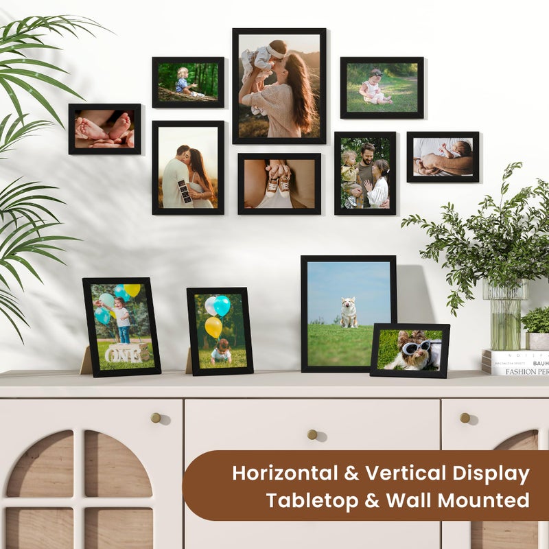 Heimlove Black Collage Picture Frames Set of 12,Two 8x10,Two 6x8, Four 5x7,Four 4x6 Photo Frames,Gallery Wall Frame Set for Wall Mount or Tabletop Display - Image 4