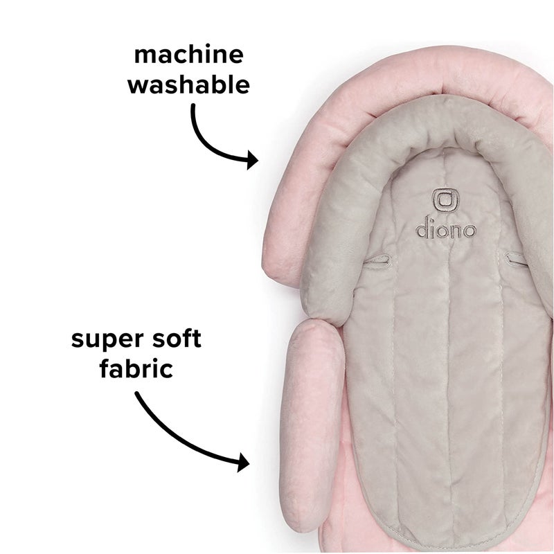ديونو Cuddle Soft 2-in-1 Baby Head Neck Body Support Pillow For Newborn Baby Super Soft Car Seat Insert Cushion, Perfect for Infant Car Seats, Convertible Car Seats, Strollers, Gray/Pink - Image 5