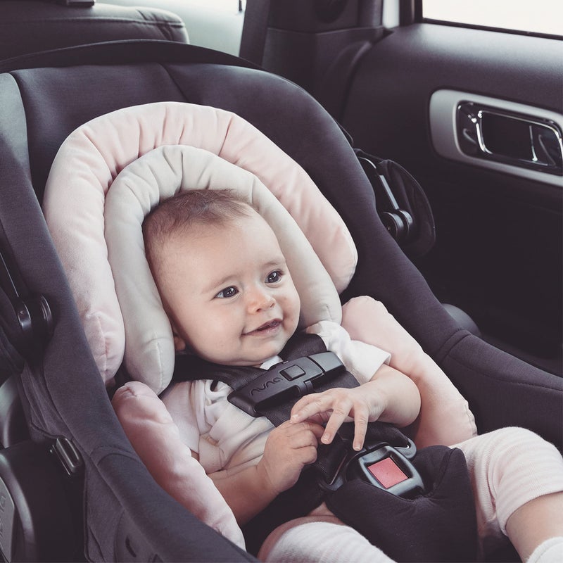 ديونو Cuddle Soft 2-in-1 Baby Head Neck Body Support Pillow For Newborn Baby Super Soft Car Seat Insert Cushion, Perfect for Infant Car Seats, Convertible Car Seats, Strollers, Gray/Pink - Image 2