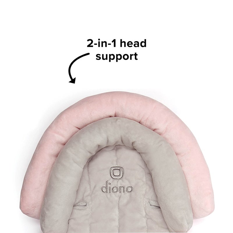 ديونو Cuddle Soft 2-in-1 Baby Head Neck Body Support Pillow For Newborn Baby Super Soft Car Seat Insert Cushion, Perfect for Infant Car Seats, Convertible Car Seats, Strollers, Gray/Pink - Image 3
