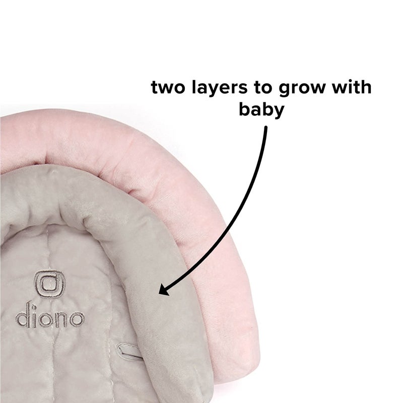 ديونو Cuddle Soft 2-in-1 Baby Head Neck Body Support Pillow For Newborn Baby Super Soft Car Seat Insert Cushion, Perfect for Infant Car Seats, Convertible Car Seats, Strollers, Gray/Pink - Image 4