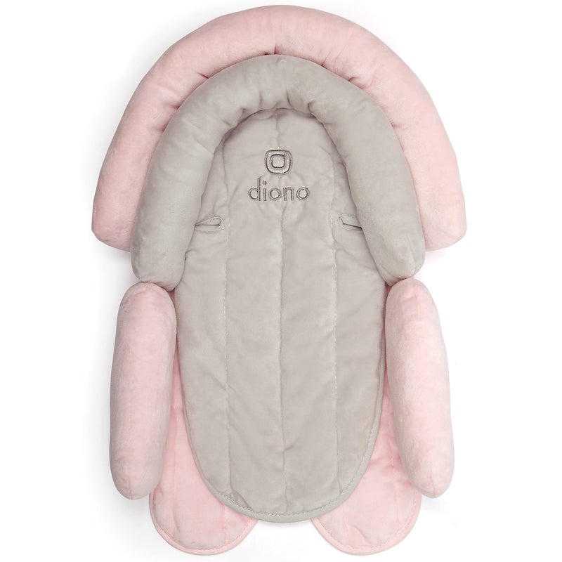 ديونو Cuddle Soft 2-in-1 Baby Head Neck Body Support Pillow For Newborn Baby Super Soft Car Seat Insert Cushion, Perfect for Infant Car Seats, Convertible Car Seats, Strollers, Gray/Pink - Image 1