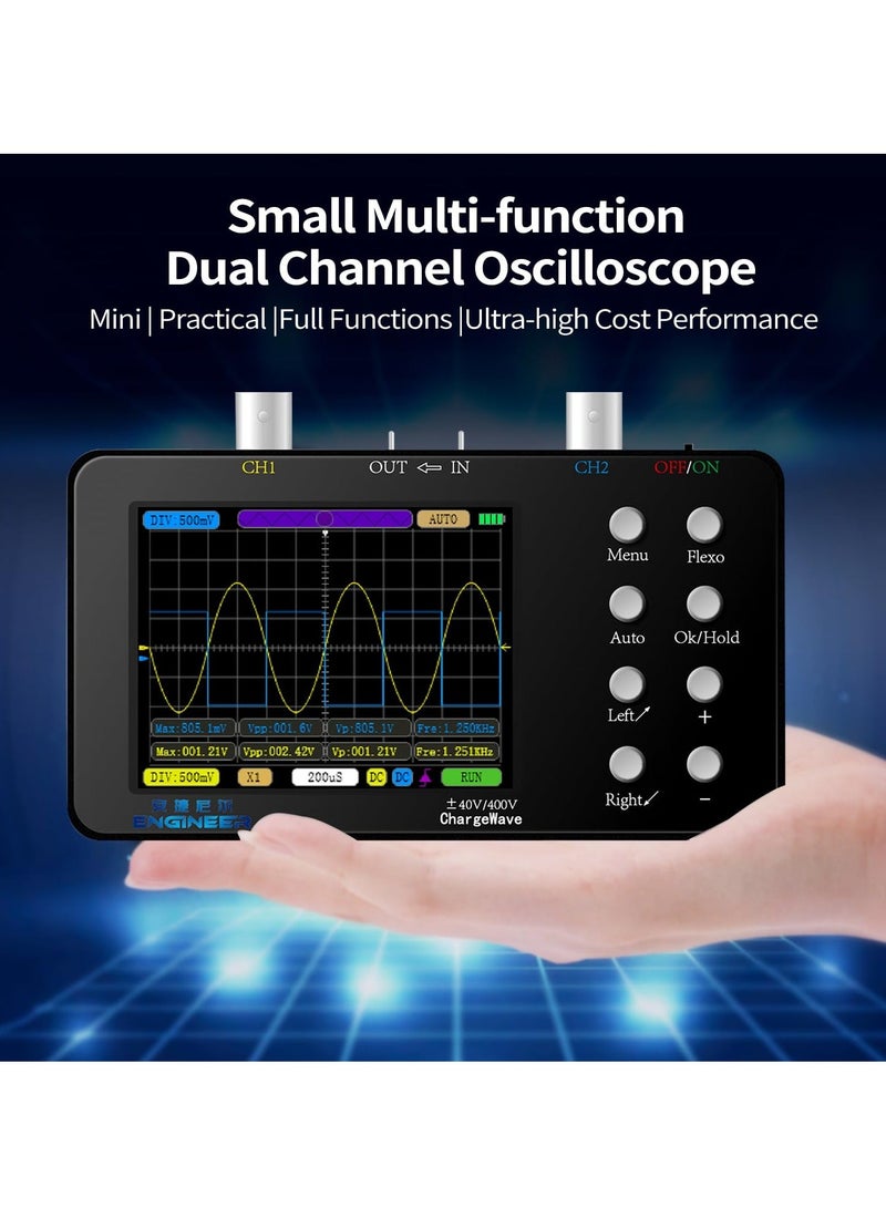 Oscilloscope - 2 Channel Handheld Digital Oscilloscope Kit, 50MSa/s Sampling Rate, 10MHz Bandwidth, Trigger Function Auto/Nomal/Single, Portable Automotive Oscilloscope - Image 2