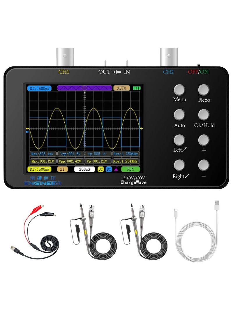 Oscilloscope - 2 Channel Handheld Digital Oscilloscope Kit, 50MSa/s Sampling Rate, 10MHz Bandwidth, Trigger Function Auto/Nomal/Single, Portable Automotive Oscilloscope - Image 1