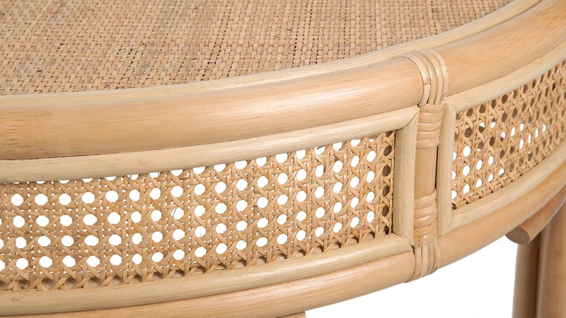 Kouboo Kouboo Rattan Cane HalfMoon SemiCircular Accent Table Slim Entryway Console Table with Storage  Drawers  Perfect for Hallways Front Entrances Halfmoon Shaped Light Brown  - Image 3