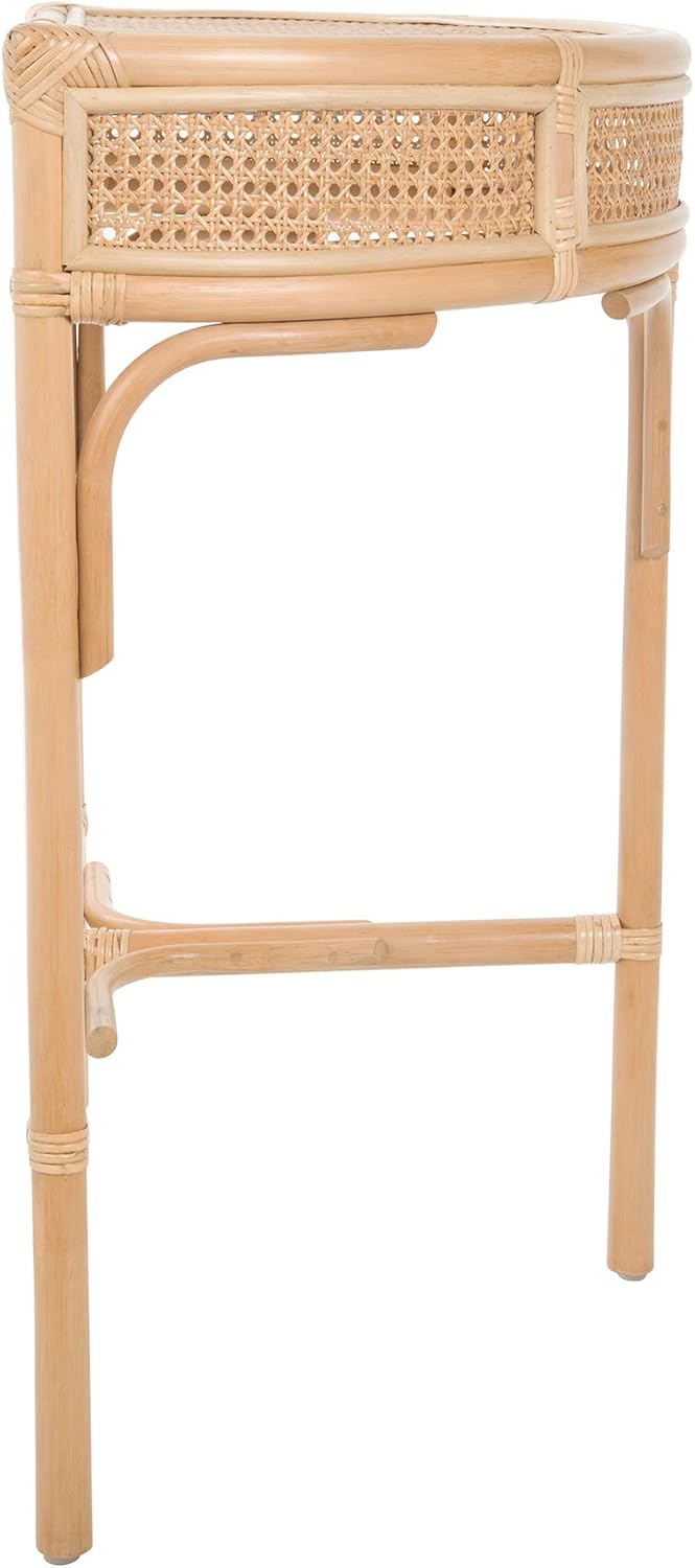 Kouboo Kouboo Rattan Cane HalfMoon SemiCircular Accent Table Slim Entryway Console Table with Storage  Drawers  Perfect for Hallways Front Entrances Halfmoon Shaped Light Brown  - Image 5